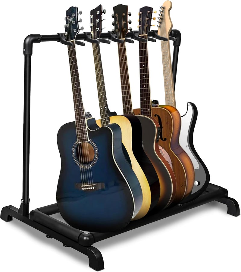 Azor 5 Multi Guitar Stand Rack with Folding Design 5 Holder Guitar Rack for Acoustic Electric Guitar, Bass, Soft Cushioning Sponge Protects Your Instruments - Image 1